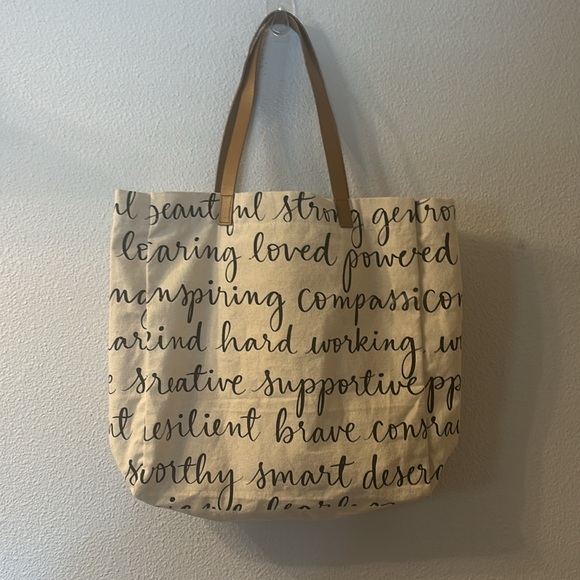 No brand inspirational words tote bag with inside pocket - Picture 3 of 6